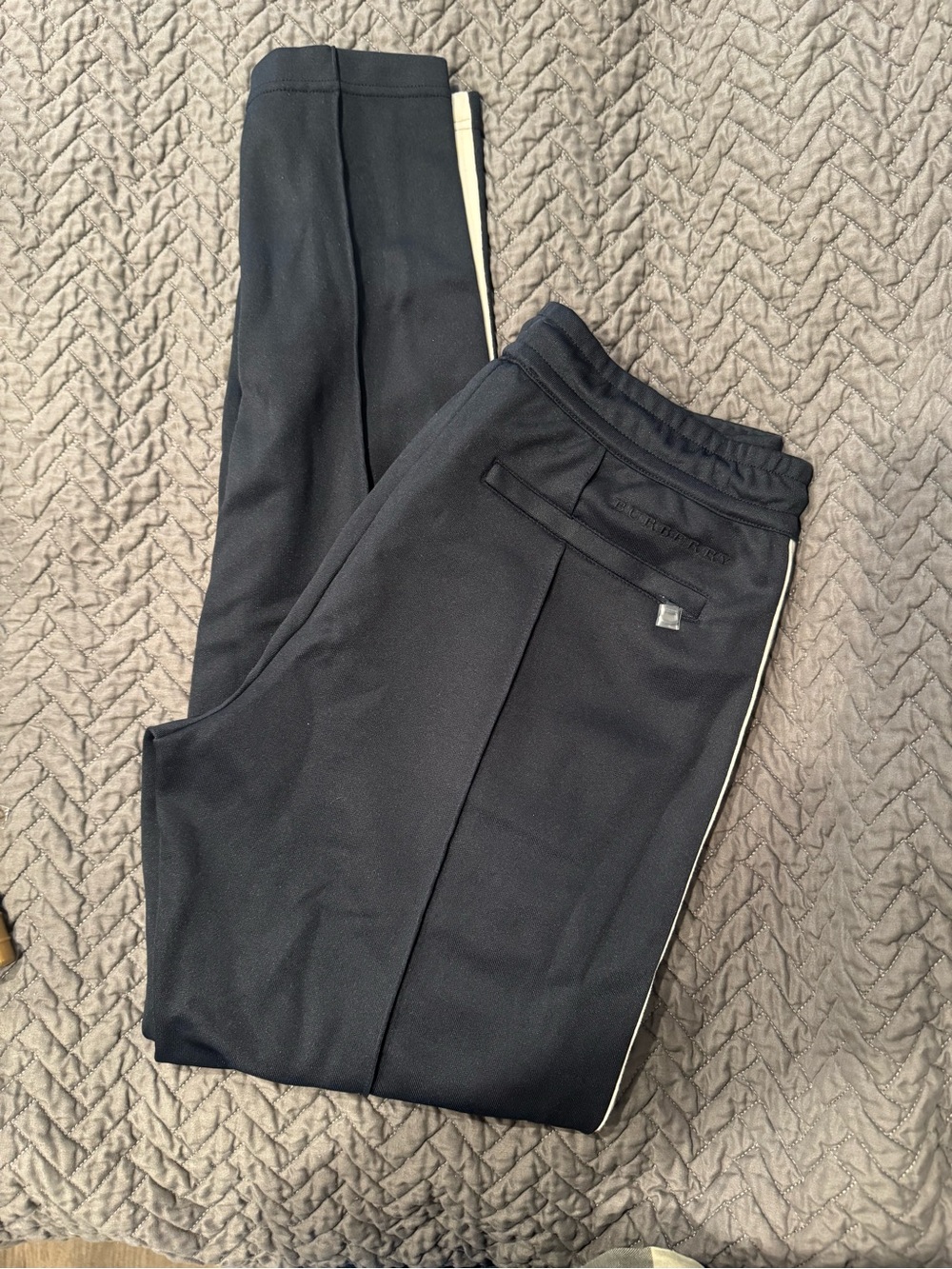 Burberry Men's navy blue Track Pants with Contrast Piping